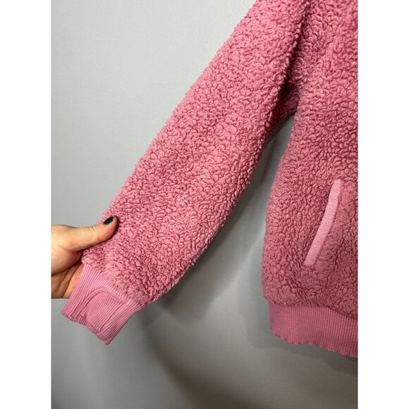 Athleta Girl Pink Sherpa Hoodie Sweatshirt Size 7 kids - Picture 2 of 5